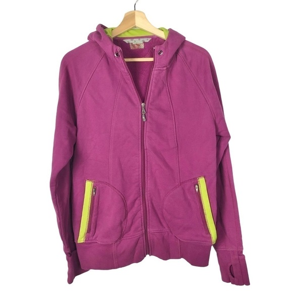 Athleta Spice It Up Y2K Purple Fleece Lined Full Zip Athletic Hoodie L - Picture 2 of 5